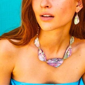 NWT Mckenna Gold Statement Necklace in Lilac Abalone